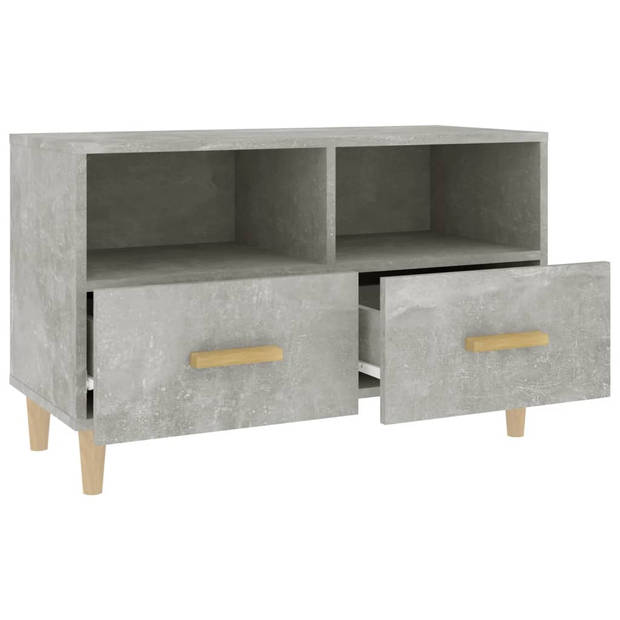 The Living Store TV-meubel - Klassiek - Betongrijs - 80 x 36 x 50 cm - Bewerkt hout