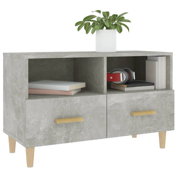 The Living Store TV-meubel - Klassiek - Betongrijs - 80 x 36 x 50 cm - Bewerkt hout