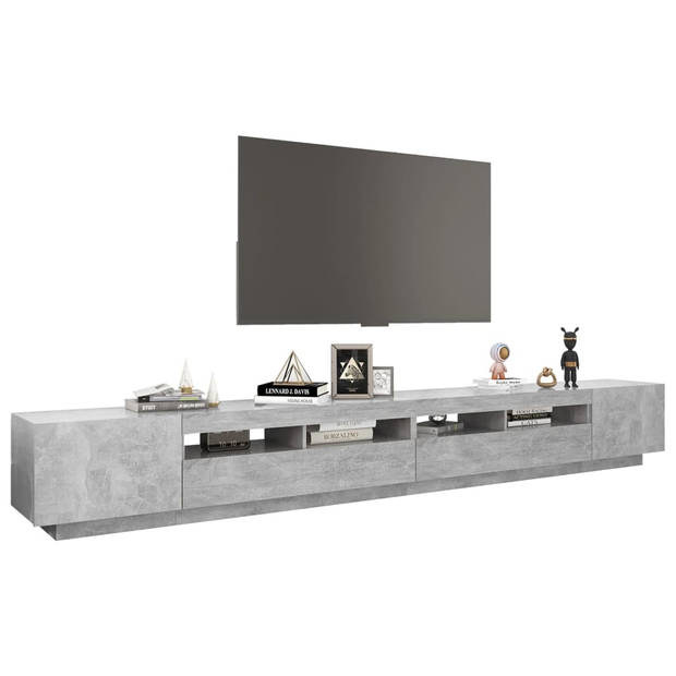 The Living Store TV-meubel Betongrijs 300x35x40 cm - Met LED-verlichting - Inclusief USB-aansluiting