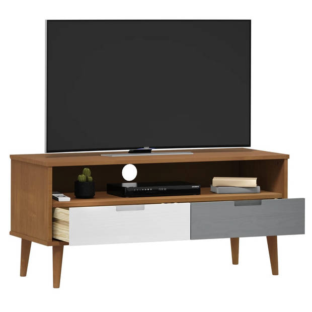 The Living Store MOLDE Tv-kast - 106 x 40 x 49 cm - Massief grenenhout met uv-vernis