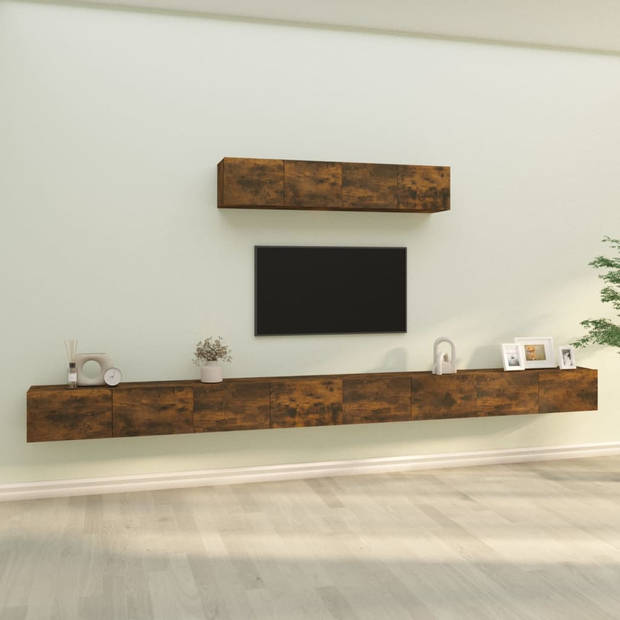 The Living Store TV-meubelset - Gerookt eiken - 4x 100x30x30cm - 2x 80x30x30cm