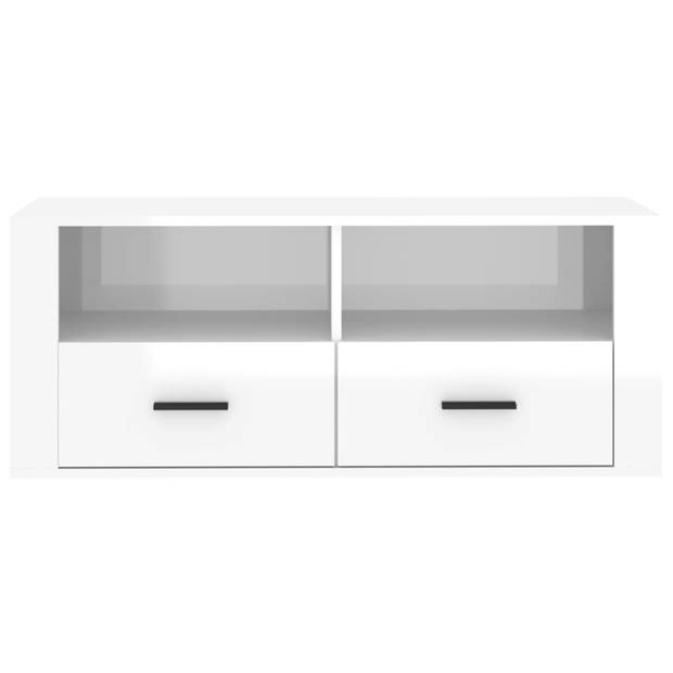 The Living Store Tv-kast - Klassiek - Media - 100 x 35 x 40 cm - Ken- Hoogglans wit bewerkt hout