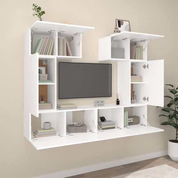 The Living Store TV meubelset - wit - 60x30x30 cm + 30.5x30x60 cm + 80x30x30 cm