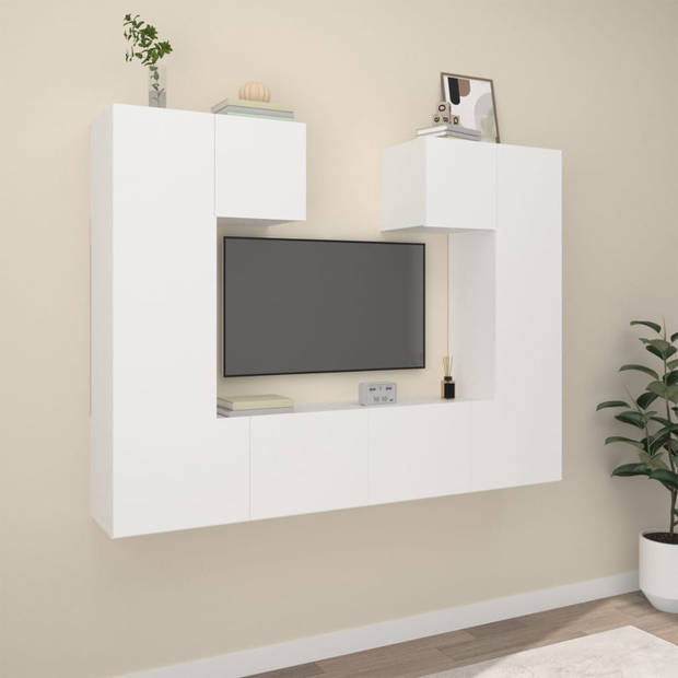 The Living Store TV meubelset - wit - 60x30x30 cm + 30.5x30x60 cm + 80x30x30 cm