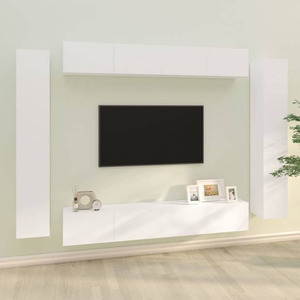 The Living Store Televisiemeubel - Klassieke - 4 stuks - 100 x 30 x 30 cm - wit