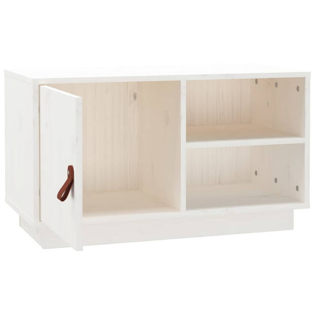 The Living Store TV-meubel Massief grenenhout - 70 x 34 x 40 cm - wit