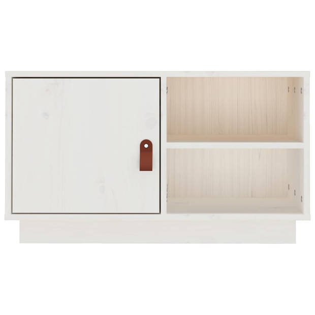 The Living Store TV-meubel Massief grenenhout - 70 x 34 x 40 cm - wit