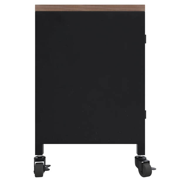 The Living Store TV-meubel Ironwood - 110 x 30 x 43 cm - zwart - montagerequire - ijzer en massief vurenhout
