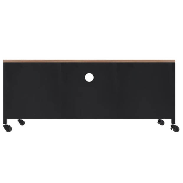 The Living Store TV-meubel Ironwood - 110 x 30 x 43 cm - zwart - montagerequire - ijzer en massief vurenhout