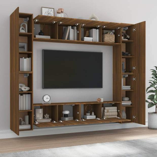 The Living Store - Televisiemeubel - Bruineiken - 80 x 30 x 30 cm - Set van 4