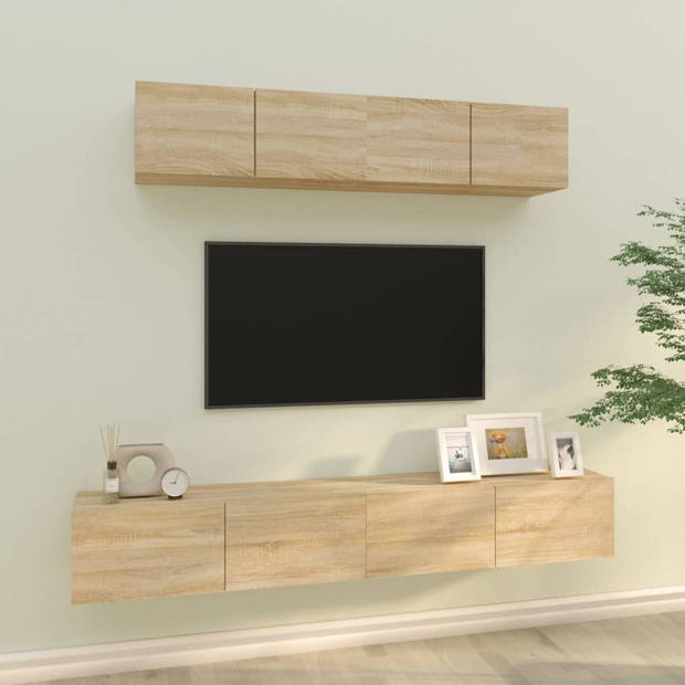 The Living Store TV-meubelset Sonoma Eiken - 60x30x30cm - 80x30x30cm - Stevig en praktisch design