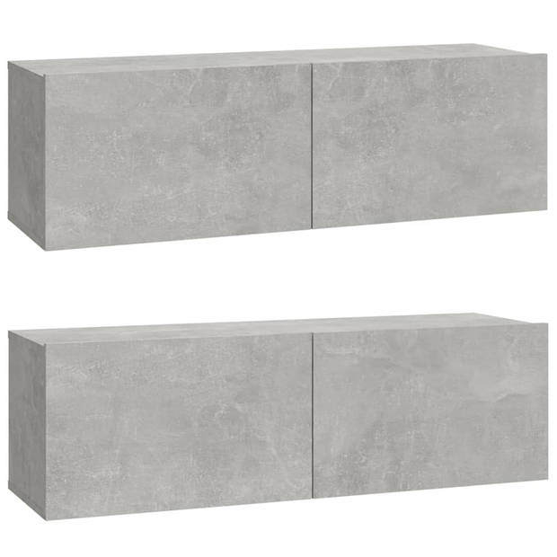 The Living Store TV Meubel Set - Betongrijs - 2x 100x30x30cm + 1x 60x30x30cm + 1x 30.5x30x110cm