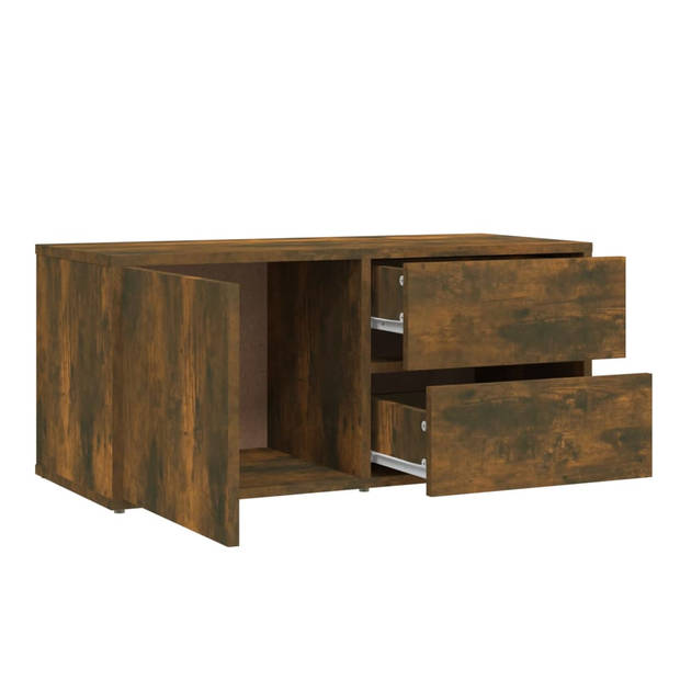 The Living Store TV-meubel Smoked Oak 80x34x36cm - Stevig en praktisch houten televisiemeubel