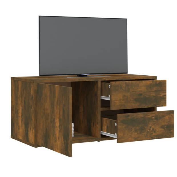 The Living Store TV-meubel Smoked Oak 80x34x36cm - Stevig en praktisch houten televisiemeubel