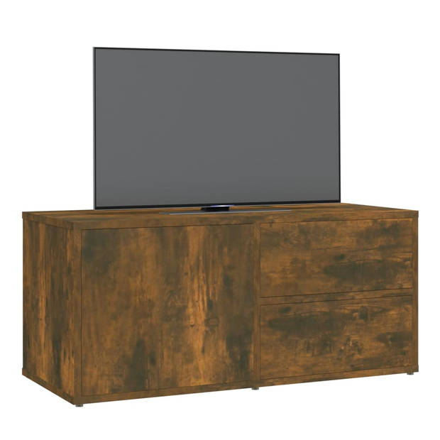 The Living Store TV-meubel Smoked Oak 80x34x36cm - Stevig en praktisch houten televisiemeubel