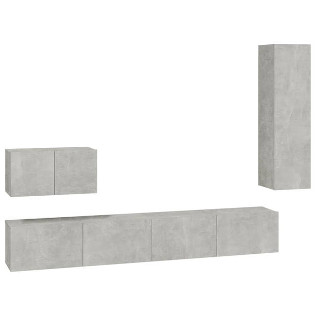 The Living Store TV Meubel Set - Betongrijs - 2x 100x30x30cm + 1x 60x30x30cm + 1x 30.5x30x110cm