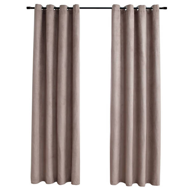 The Living Store Gordijnen Suede-Touch - Taupe - 140x175cm - 100% Polyester