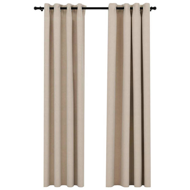 The Living Store Verduisterend Gordijn - Linnen-Look - 140 x 245 cm - Beige