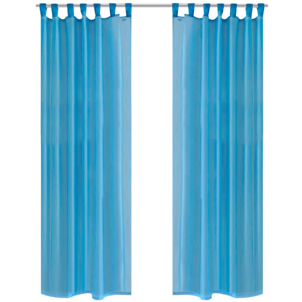 The Living Store Gordijn Turquoise 140x225 cm (2 stuks) - Gordijn