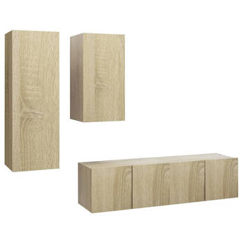 The Living Store Televisiemeubelset Sonoma eiken - 2x 60 x 30 x 30 cm - 1x 30.5 x 30 x 90 cm - 1x 30.5 x 30 x 60 cm