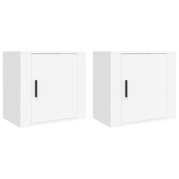 The Living Store Wandnachtkastjes - Set van 2 - 50x30x47 cm - Wit