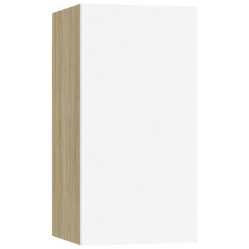 The Living Store Wandkast - wit en sonoma eiken - 30.5 x 30 x 60 cm - 2 schappen