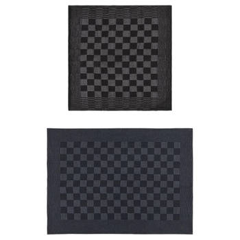 The Living Store Keukendoeken - Set van 10 - 100% katoen - Zwart/Grijs - 50 x 70 cm (L x B) - absorberend