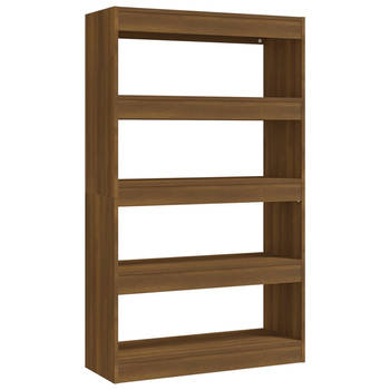 The Living Store Boekenkast Bruineiken - 80x30x135 cm - Houten boekenkast