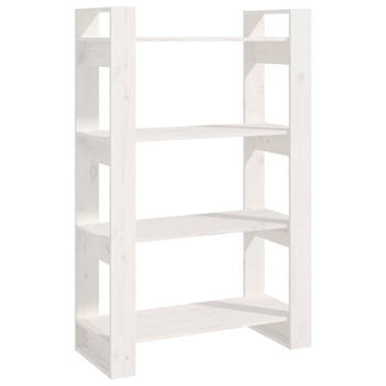 The Living Store Boekenkast Massief Grenenhout - 80 x 35 x 125 cm - Wit