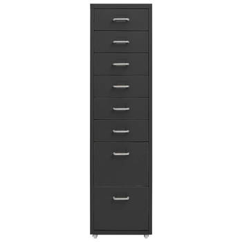 The Living Store Archiefkast - 8 lades - 28x41x109 cm - Metaal - Antraciet