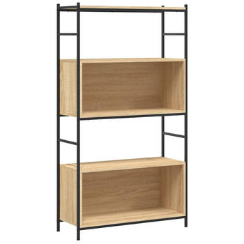 The Living Store Boekenrek Sonoma Eiken - 80 x 30 x 145.5 cm - Industrieel Ontwerp