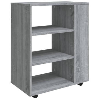 The Living Store Verrijdbare Kast - Bureauopberger - 60x35x75 cm - Grijs Sonoma Eiken