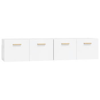 The Living Store Wandkast - Hoogglans Wit - 80 x 35 x 36.5 cm - 2 stuks