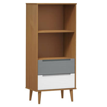 The Living Store MOLDE Boekenkast - 60 x 35 x 133.5 cm - Massief grenenhout - UV-vernis