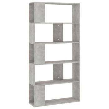 The Living Store Boekenkast - Bewerkt Hout - 80 x 24 x 159 cm - Betongrijs