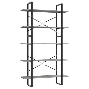 The Living Store Boekenkast met 5 schappen 100x30x175 cm bewerkt hout betongrijs - Kast