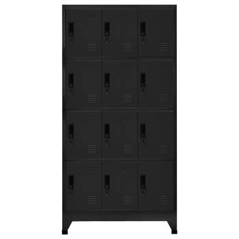 The Living Store Lockerkast 12 deuren - 90 x 45 x 180 cm - zwart - staal