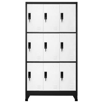 The Living Store Lockerkast - Steel - 90 x 45 x 180 cm - Antraciet/Wit