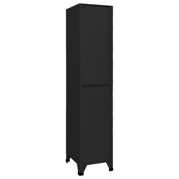 The Living Store Lockerkast Lockerkast - 38x45x180 cm - Zwart staal