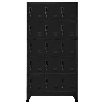 The Living Store Lockerkasten - Stalen opbergkast - 90 x 40 x 180 cm - Zwart