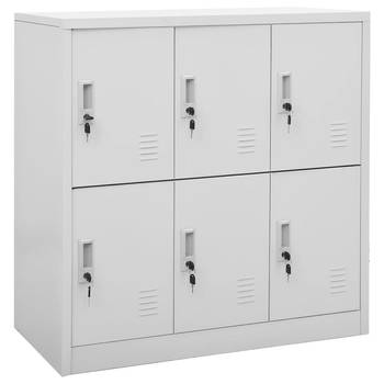 The Living Store Lockerkasten - The Living Store - Opbergkast - 90x45x92.5 cm - Lichtgrijs - Staal