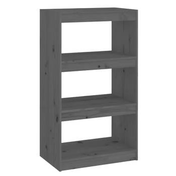 The Living Store Boekenkast/kamerscherm 60x30x103-5 cm massief grenenhout grijs - Kast