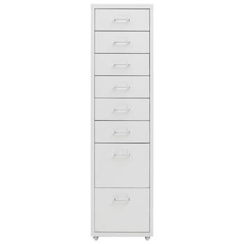 The Living Store Archiefkast - 8 lades - 28x41x109 cm - Grijs