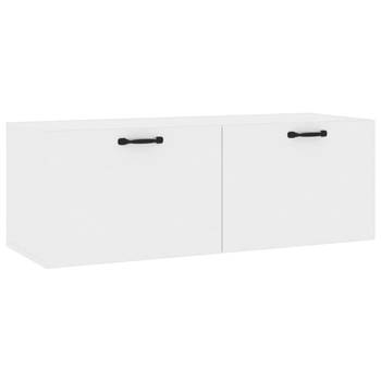 The Living Store Wandkast - Hoogglans wit - 100x36.5x35 cm - Bewerkt hout