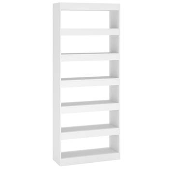 The Living Store Boekenkast Wit 80 x 30 x 198 cm - Houten Halkast - Roomdivider