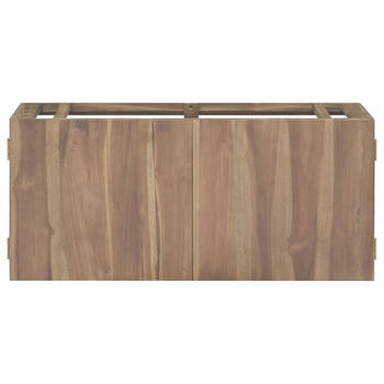 The Living Store Badkamerwandkast 90x39x40 cm massief teakhout - Kast