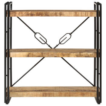 The Living Store Boekenkast Mangohout - 77x30x80 cm - Massief mangohout met ijzeren frame