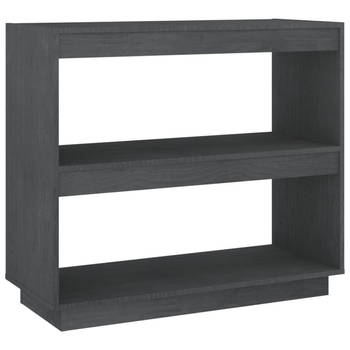 The Living Store Boekenkast Grenenhout Grijs - 80 x 35 x 71 cm - Wandmontage vereist