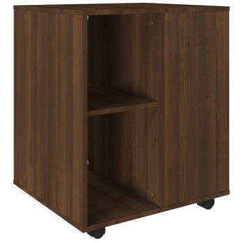 The Living Store Kast Verrijdbaar Bruineiken - 60 x 53 x 72 cm - Hoogwaardig hout - Extra opbergruimte