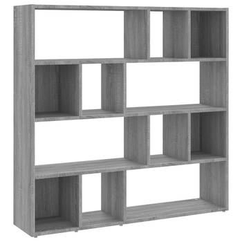The Living Store Boekenkast Kamerscherm - Grijs Sonoma Eiken - 105 x 24 x 102 cm - Bewerkt hout